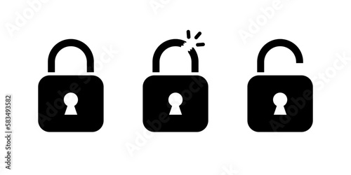 Lock icons set. Silhouette, black, padlock as a symbol of security. Vector icons.