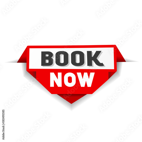 Book now banner, modern vector illustration. Flat template design.