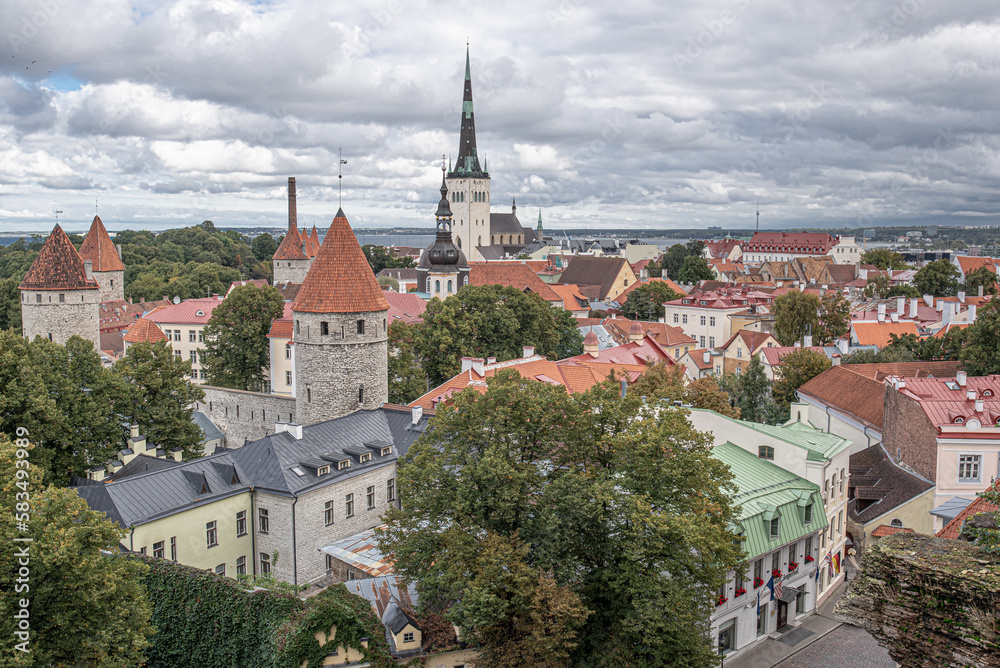  View of Tallinn Old Town from Toompea upper town hill, Estonia