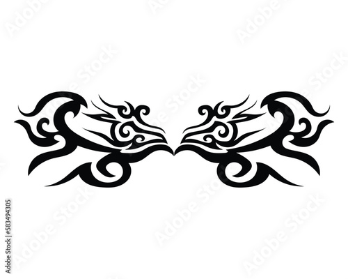 vector a black and white tattoo or carved symbol with a wing-like shape that is stretched wide on both the right and left