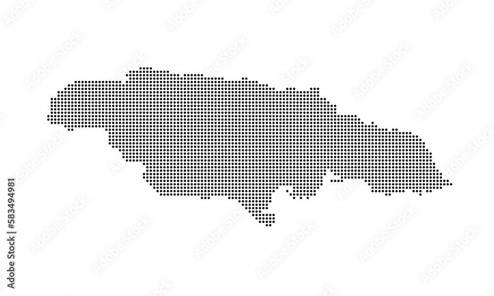 Jamaica dotted map with grunge texture in dot style. Abstract vector illustration of a country map with halftone effect for infographic. 