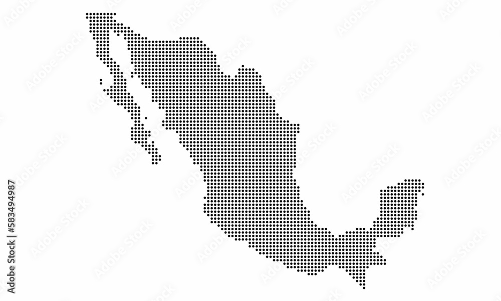 Mexico dotted map with grunge texture in dot style. Abstract vector illustration of a country map with halftone effect for infographic. 