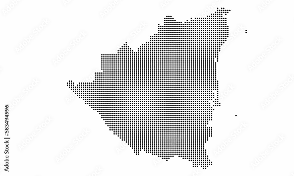 Nicaragua dotted map with grunge texture in dot style. Abstract vector illustration of a country map with halftone effect for infographic. 