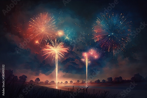 Fireworks over the sky