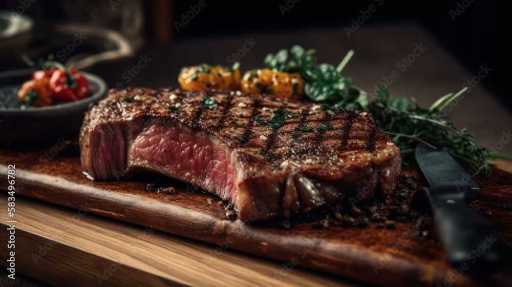 Savor the Juicy Perfection of Ribeye Steak, raw meat, juice thick meat, GENERATIVE AI