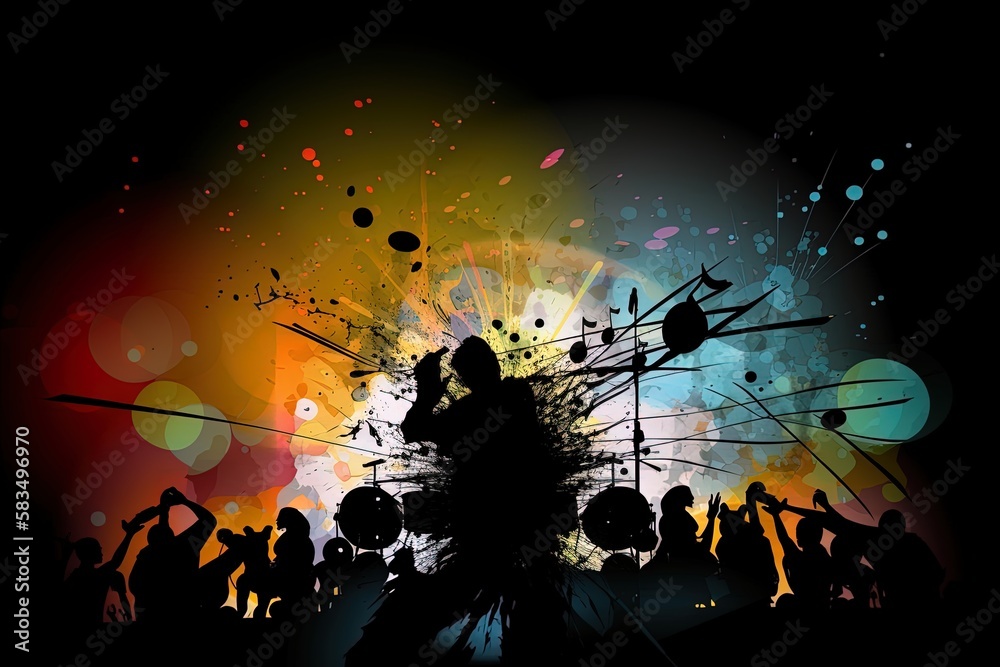 Colorful abstract background for music club or party house poster, generative ai