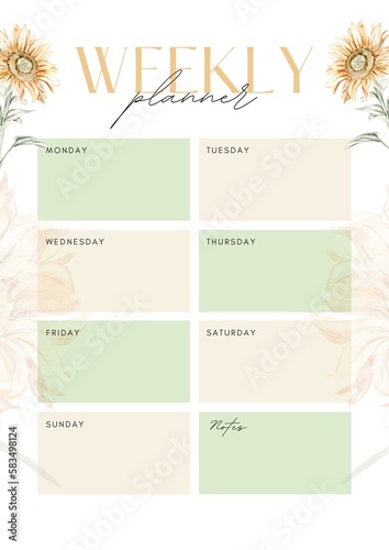 Fototapeta Naklejka Na Ścianę i Meble -  Minimalistic planners , daily, weely, monthly. Annual wall calendar planner template. Week starts on Monday.Clear and simple printable to do list. Business organizer page. Paper sheet.