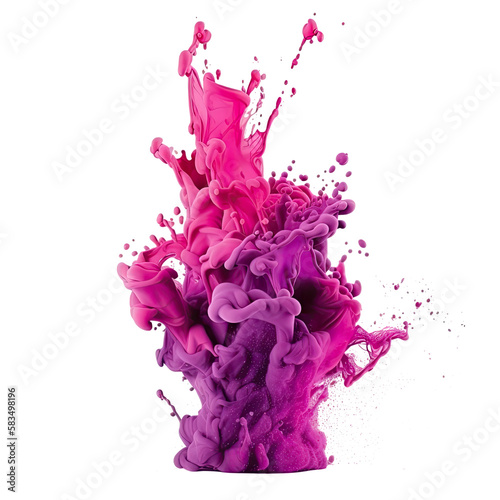 Splash of pink and purple paint isolated background transparent png. Generative ai