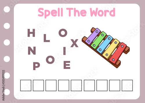 spell the word of xylophone for kids
