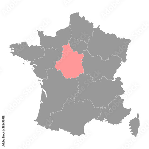 Centre Val de Loire Map. Region of France. Vector illustration.