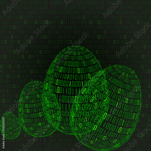 Abstract Easter egg with binary code inside. Happy Easter. Vector Illustration