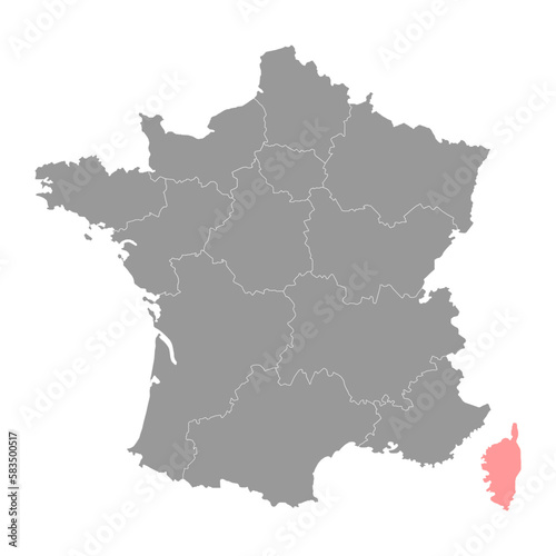 Corse Map. Region of France. Vector illustration.