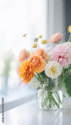 Happy springtime. Idyllic spring concept with bright light and vibrant colors on a sunny morning