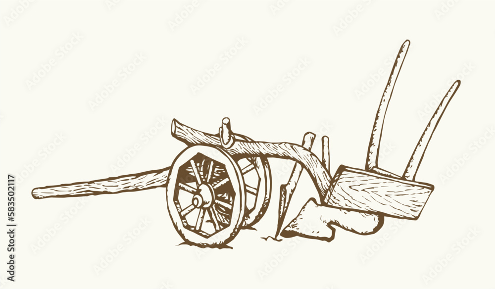 Ancient plow. Vector drawing object Stock Vector Adobe Stock