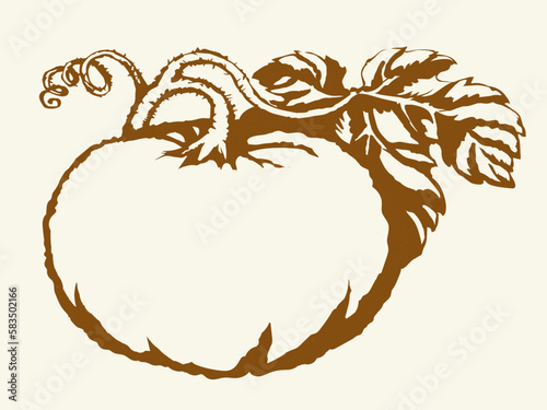 Big yellow pumpkin. Vector drawing