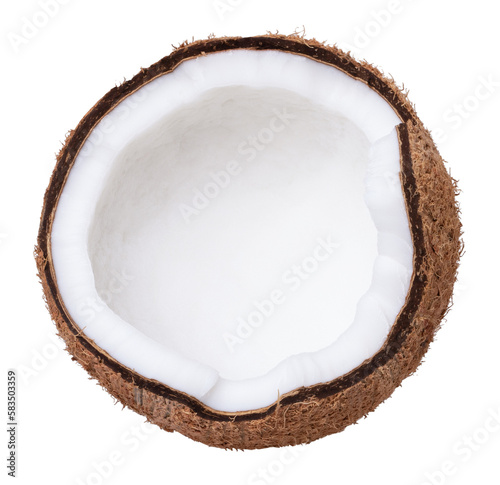 half coconut isolated, transparent png, PNG format, cut out.