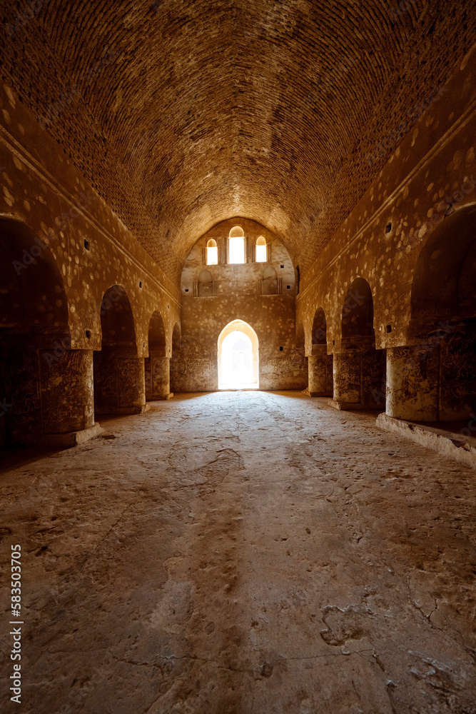 Fortress of Al-Ukhaidir or Abbasid palace of Ukhaider in Iraq. Interior view.