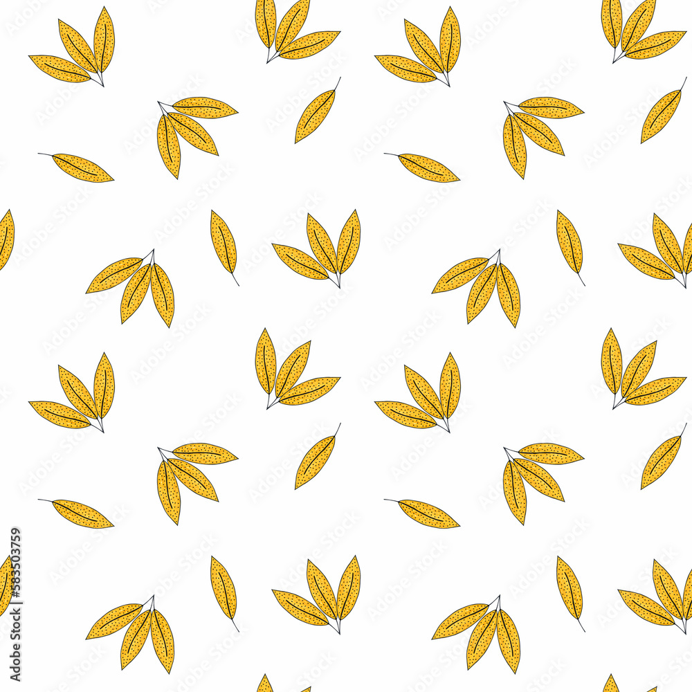 Color seamless pattern with leaves Autumn print