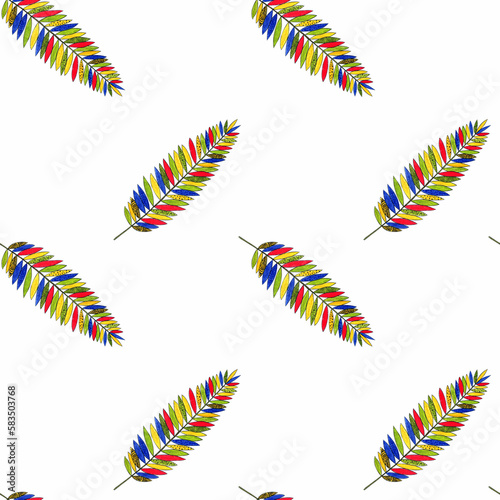 Color seamless pattern with leaves