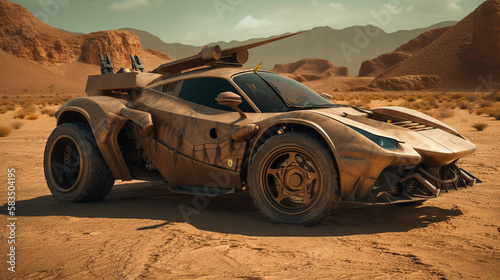 Post-Apocalyptic Supercar with Integrated Weapons, Ai generaitive © Wemerson