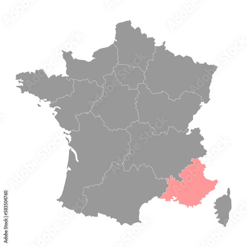 Provence-Alpes-Cote d'Azur Map. Region of France. Vector illustration.