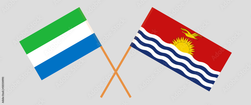 Crossed flags of Sierra Leone and Kiribati. Official colors. Correct proportion Crossed flags of Sierra Leone and Kiribati. Official colors. Correct proportion
