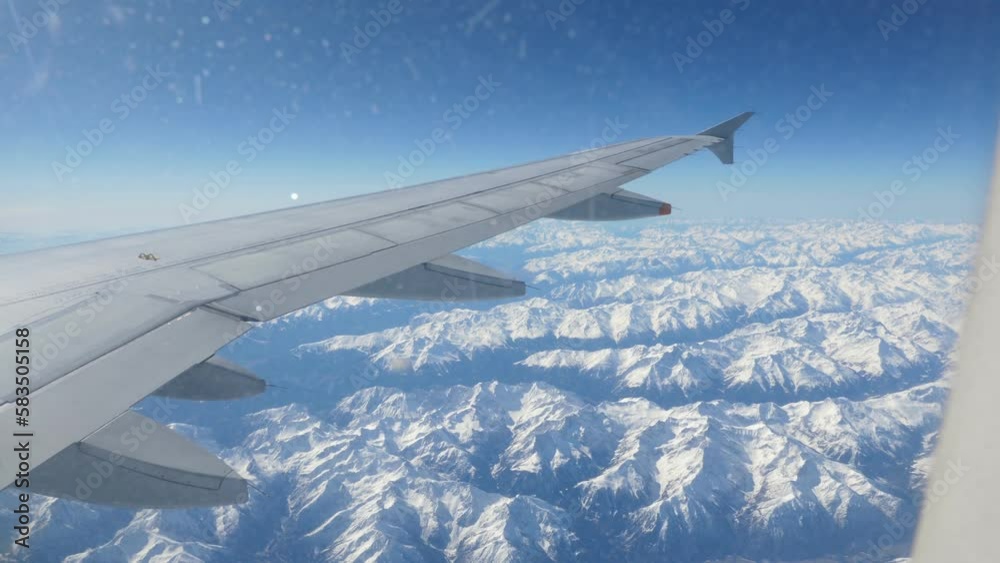 Airplane wing. Air View from plane window. Travel and transport concept. Nobody Airplane wing. Air View from plane window. Travel and transport concept. Nobody