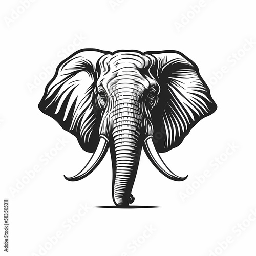 Elephant Head Logo. Generative AI