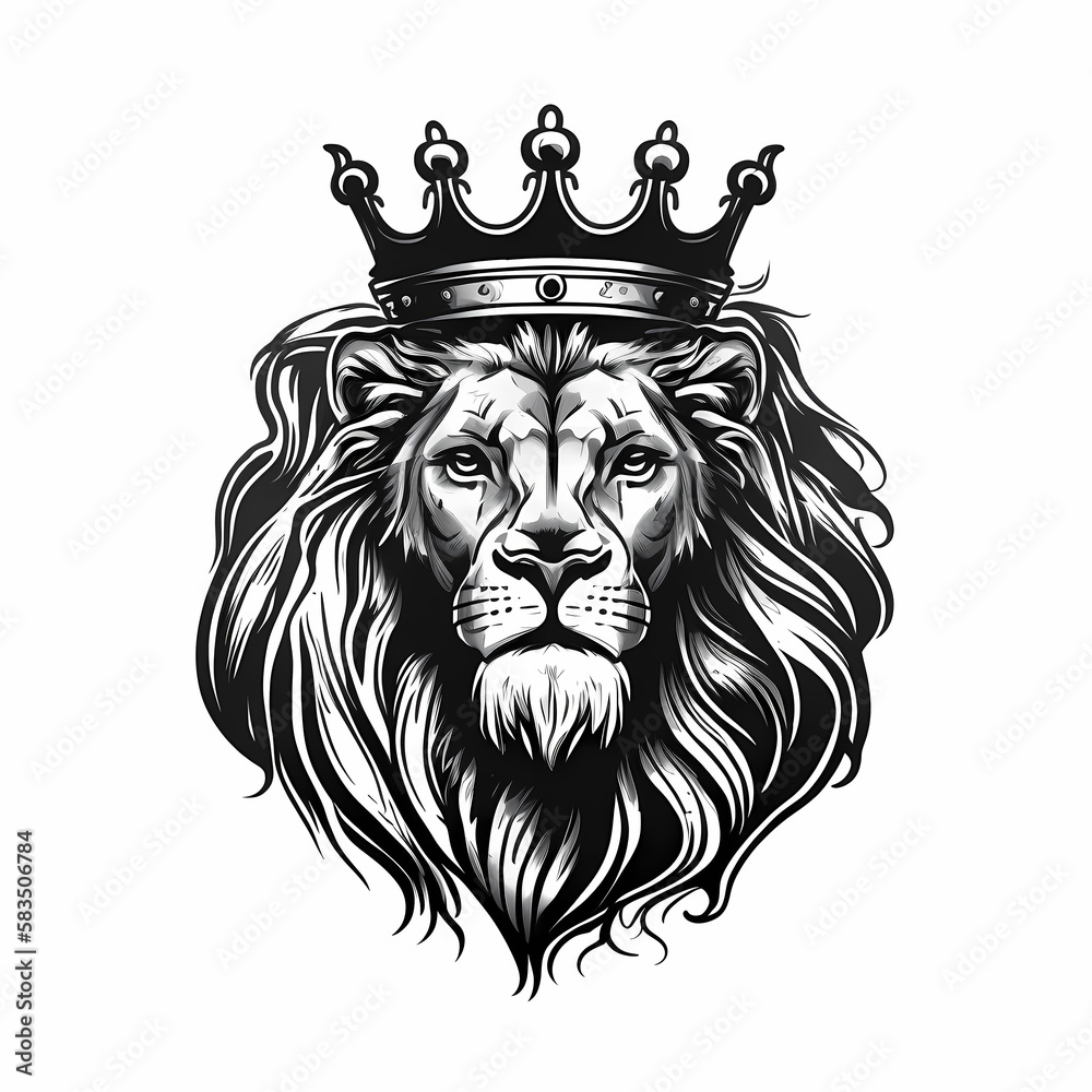 Obraz premium Lion With Crown. Generative AI