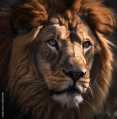Lion face closeup