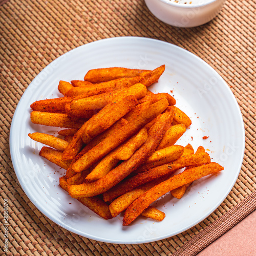 peri peri french fries close up shot