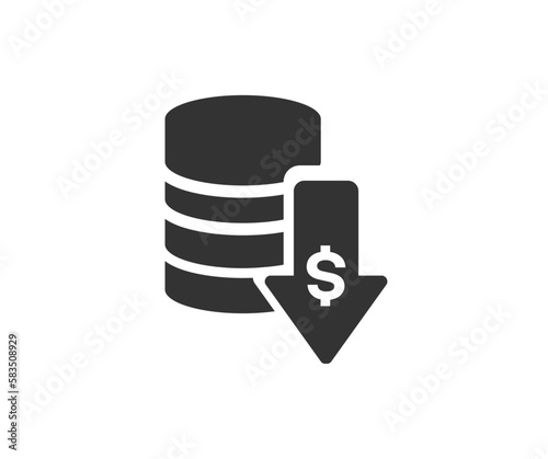 Money increase, Losing money icon. Flat design. Financial benefit concept. Money coin stack dollar vector design and illustration.