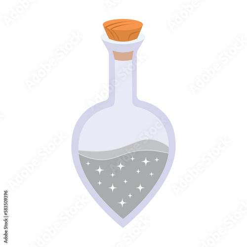 Silver potion in a bottle