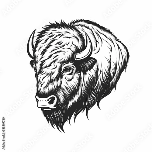 Bison head Logo. Generative AI