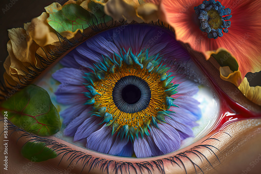 Auge mit Blumenkranz, Symbolbild für 