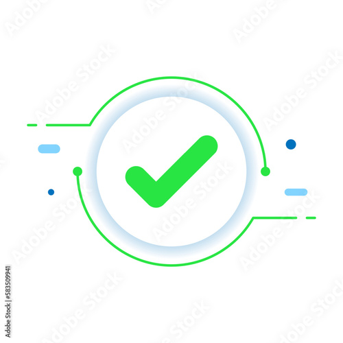 check mark, done concept illustration flat design vector eps10. modern graphic element for landing page, button, empty state ui