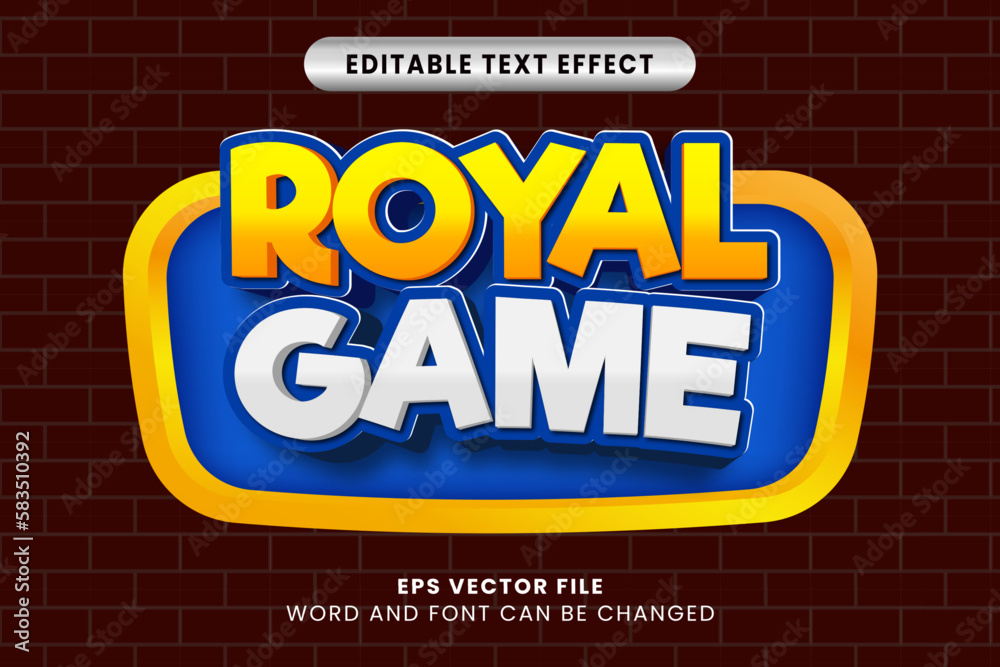 Royal game 3d vector editable text effect