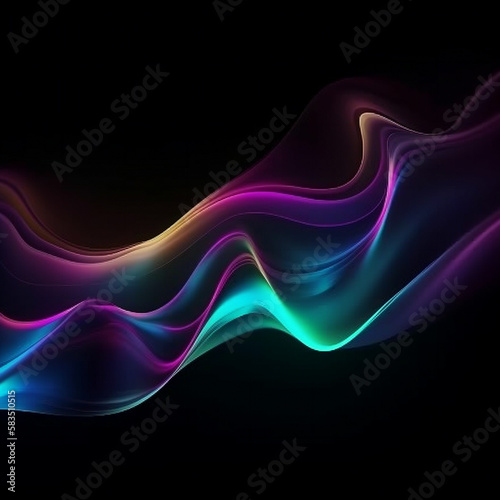 iridescent neon wave for background or wallpaper