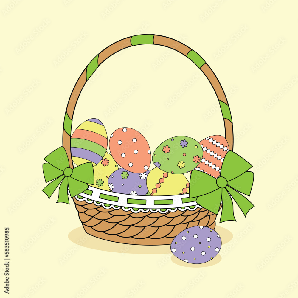 Easter basket with easter eggs
