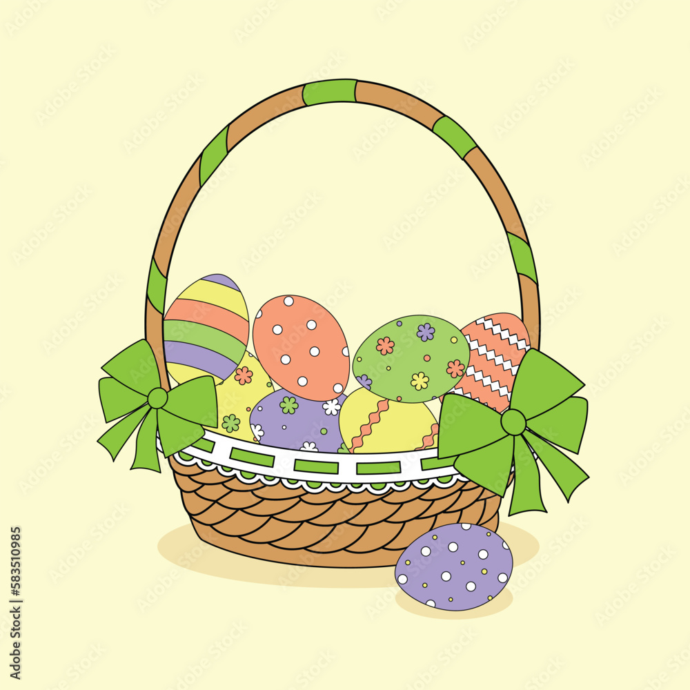 Fototapeta premium Easter basket with easter eggs