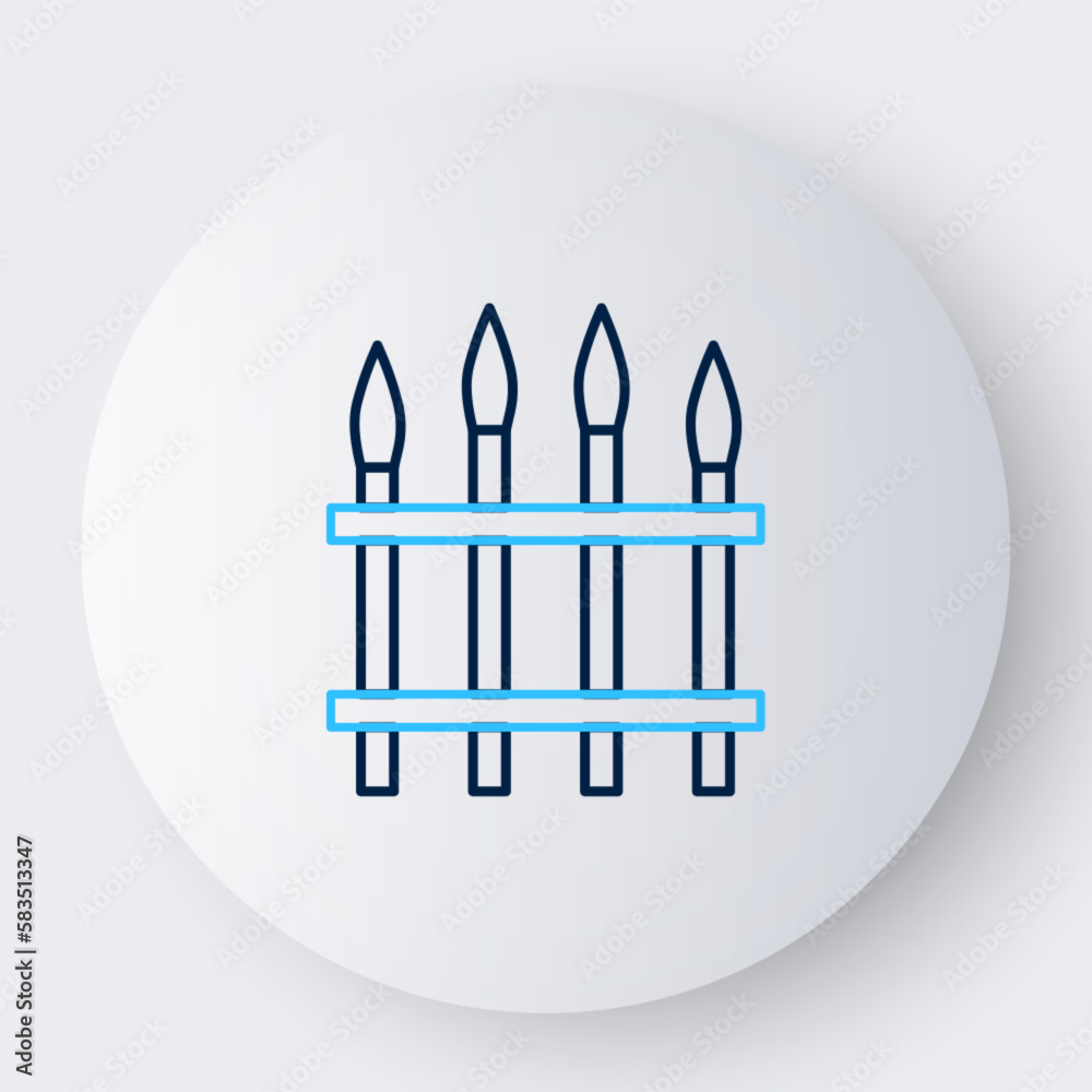 Line Classic iron fence with metal pillars icon isolated on white background. Ancient wrought iron fence. Colorful outline concept. Vector Line Classic iron fence with metal pillars icon isolated on white background. Ancient wrought iron fence. Colorful outline concept. Vector