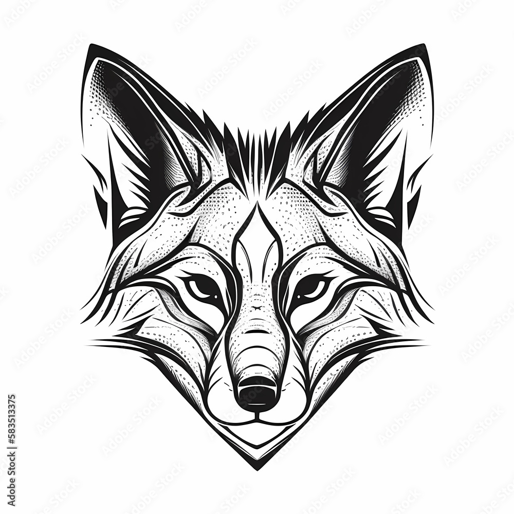 Fototapeta premium Fox Head Logo. Generative AI