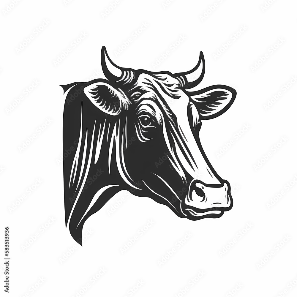 Fototapeta premium Cow, Bull, Hollstein Cow, Highland Cow Logo. Generative AI