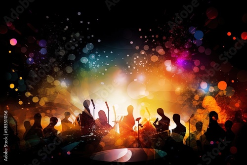 colorful background for poster or graphic design with musical or party theme design, generative ai © Arisctur