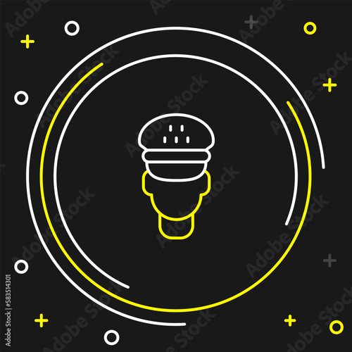 Line Taxi driver icon isolated on black background. Colorful outline concept. Vector