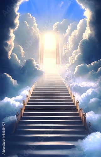 Gateway to the Kingdom of God in the sky ambient with clouds Generative AI Illustration