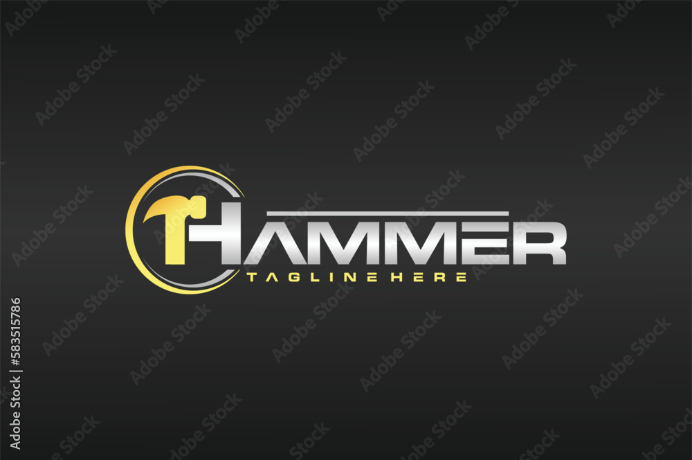 Obraz premium letter H hammer typography logo