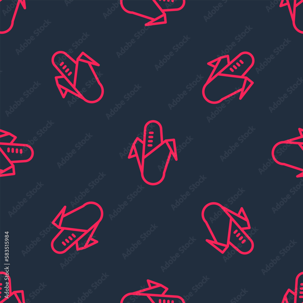 Red line Corn icon isolated seamless pattern on black background. Vector Red line Corn icon isolated seamless pattern on black background. Vector