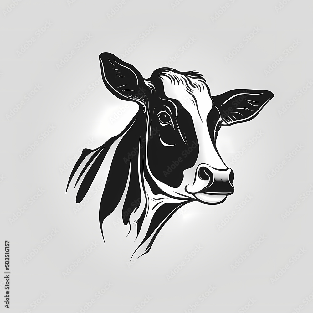Holestein Cow Logo Isolated White. Generative AI