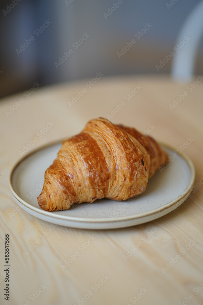 Fresh croissant background. French croissant